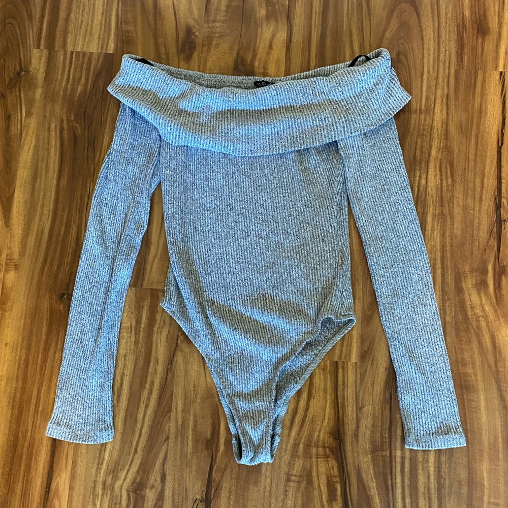 Urban outfitters off the shoulder grey bodysuit